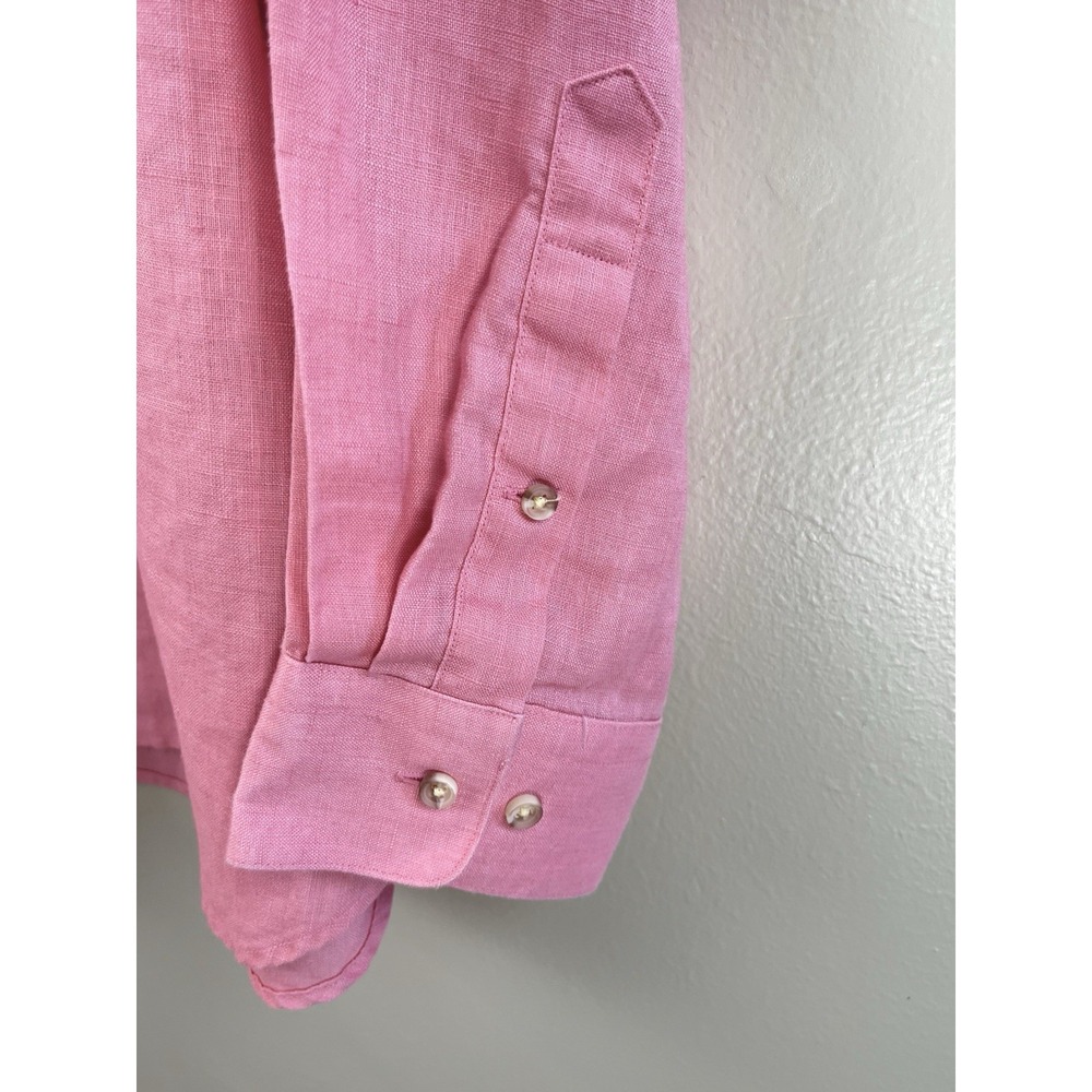 Paul Fredrick Men's XL Long Sleeve Linen Shirt Pink Lightweight Breathable Beach - Picture 3 of 8